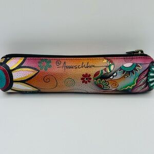 Anuschka Colorful Floral Art Pencil Case With Elephants